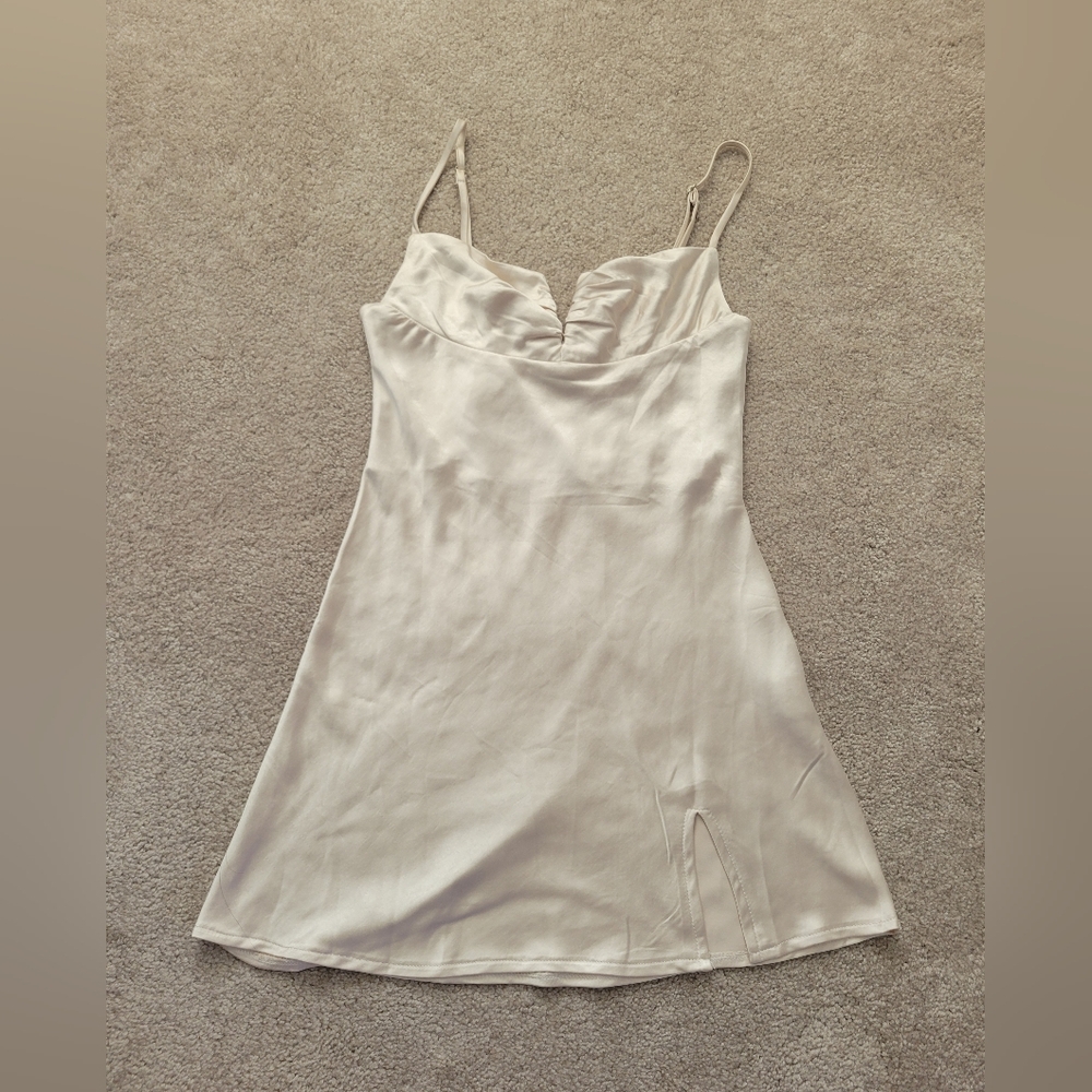 Princess Polly Champagne Hewlett Mini Dress Size 2, Satin Material
